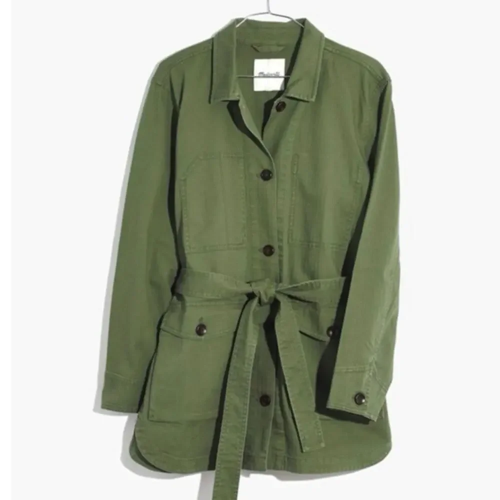 Madewell Green Tie Waist Military Style Jacket Size Small - Picture 1 of 10